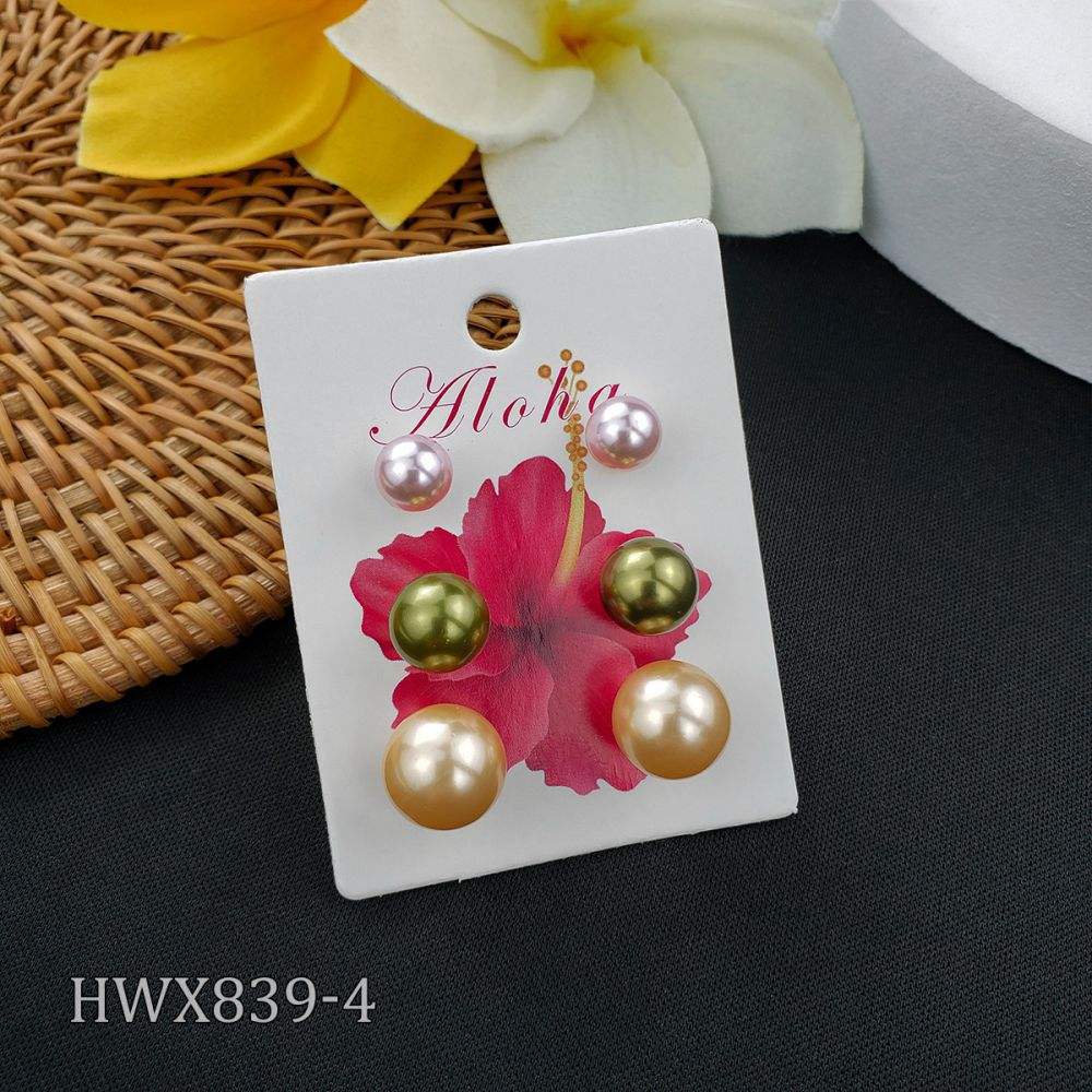 Simple Style Round Copper Plating Inlay Pearl Ear Studs 1 Set