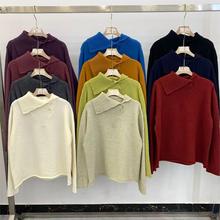 保暖时尚纯色毛衣针织衫显瘦宽松休闲韩版上衣长袖别致设计感高领