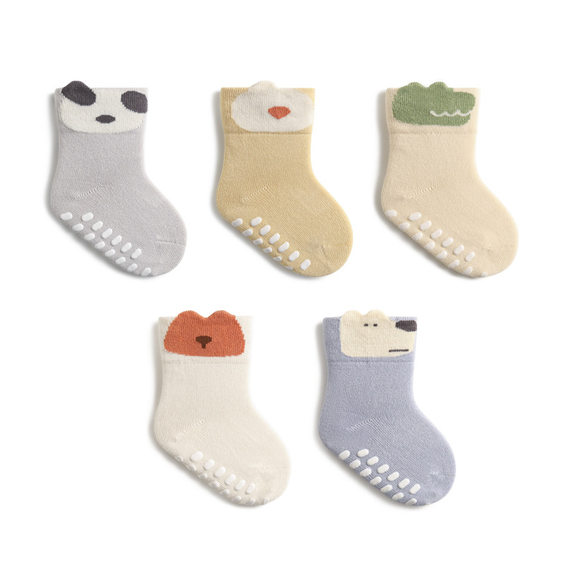2024 primavera nuevo bebé piso calcetines dibujos animados antideslizante dispensación interior boca suelta deshuesado frío bebé niño Calcetines