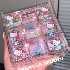 小紅書と同じかわいいハローキティ 9 グリッド収納ボックスアクリルデスクトップジュエリー収納ボックス