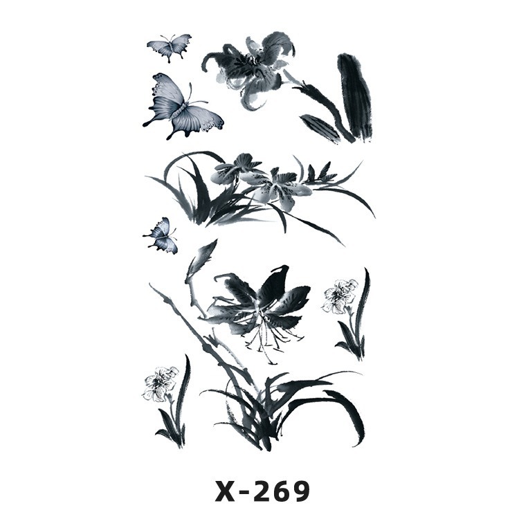 Arco de flor pequeña pegatinas de tatuaje fresco 3D dibujos animados transfronterizo Henna rosa impermeable texto en inglés pegatinas de tatuaje