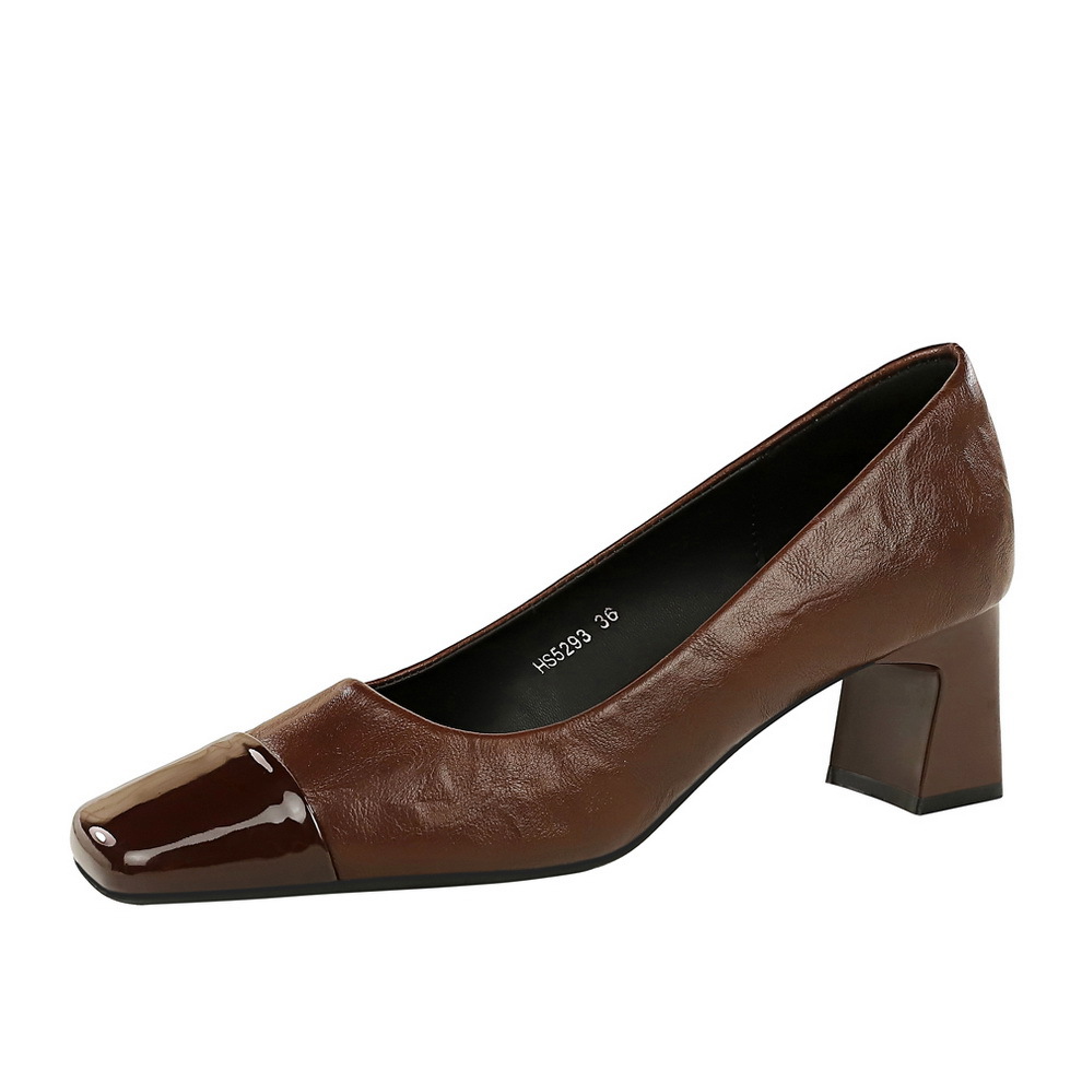 Damen Pumps Im Retro-stil Mit Blockabsatz Und Karreeform_voghion.com