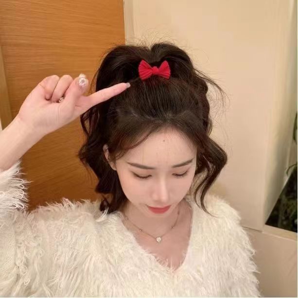 Año nuevo lazo rojo cuerda de pelo cola de caballo sin costuras de espesor de Pelo elástico anillo nuevo cabeza de bola chica accesorios para el cabello image 10