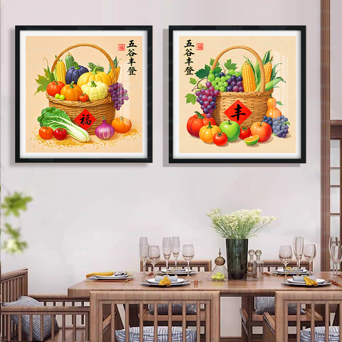 [Tejido de Algodón Importado] Punto de Cruz de la Mona Lisa, Abundancia de la Cosecha, Pintura de Dos Paneles, Punto de Cruz para Sala de Estar, Bordado DIY image 4