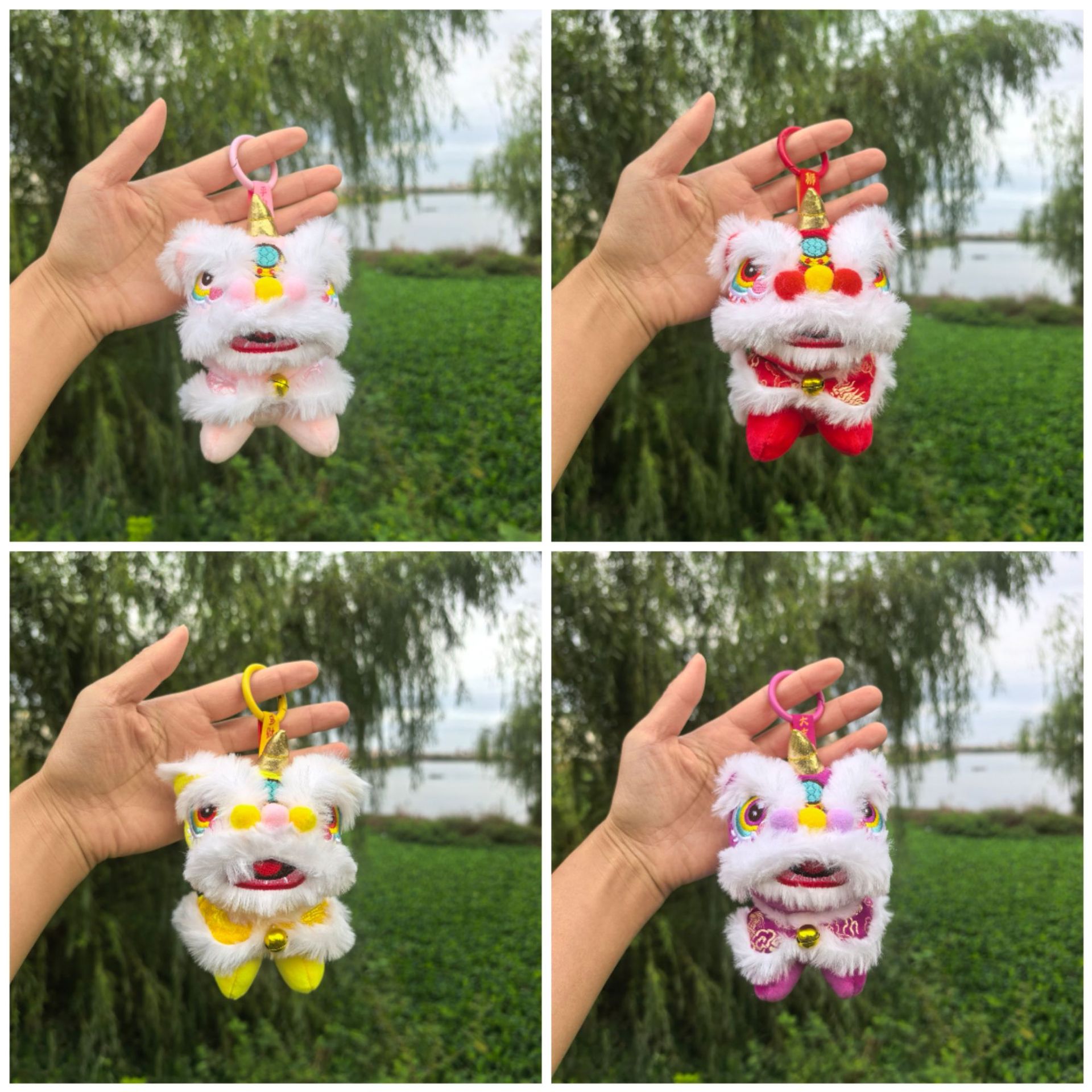 新品国风狮来运转国潮醒狮毛绒挂件新年公仔玩偶小舞狮包包钥匙扣