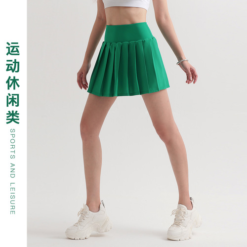 ins new summer anti-exposure sports casual skirt with pockets running fitness skirt pants pleated tennis skirt