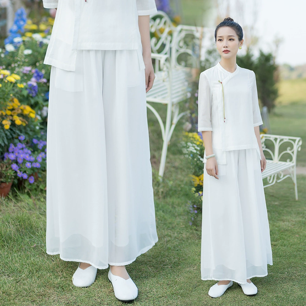 В наличии Качественное карманное шифоновое платье для танцев Zen Свободные повседневные брюки на весну и лето 2023