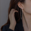 Summer long small design earrings with tassels, silver 925 sample, 2021 years, trend of season