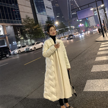 2022年冬新款羽绒服女中长款修身气质时尚韩版拼接收腰白鸭绒外套