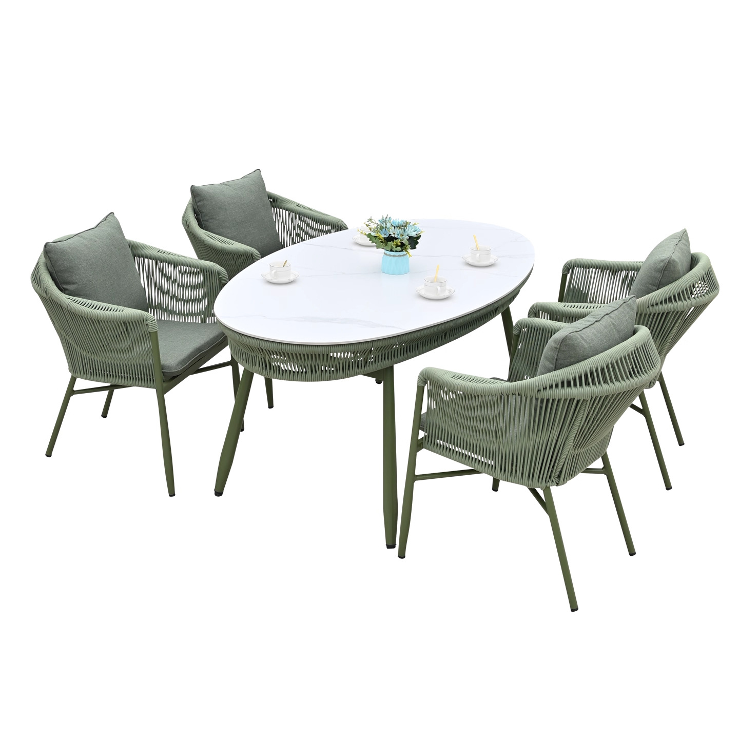 Mesa y silla de patio al aire libre nórdica combinación de villas diseñadores de jardín de muebles de tela de caña creativos balcón silla de caña casual