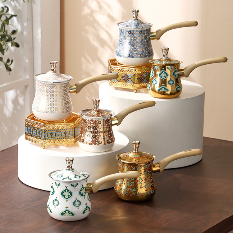 Stainless Steel Coffee Pot Milk Cup 1Pcs Turkish Coffee Pot Tea Brewing Chocolate Butter Milk Cup Cross-Border Supply