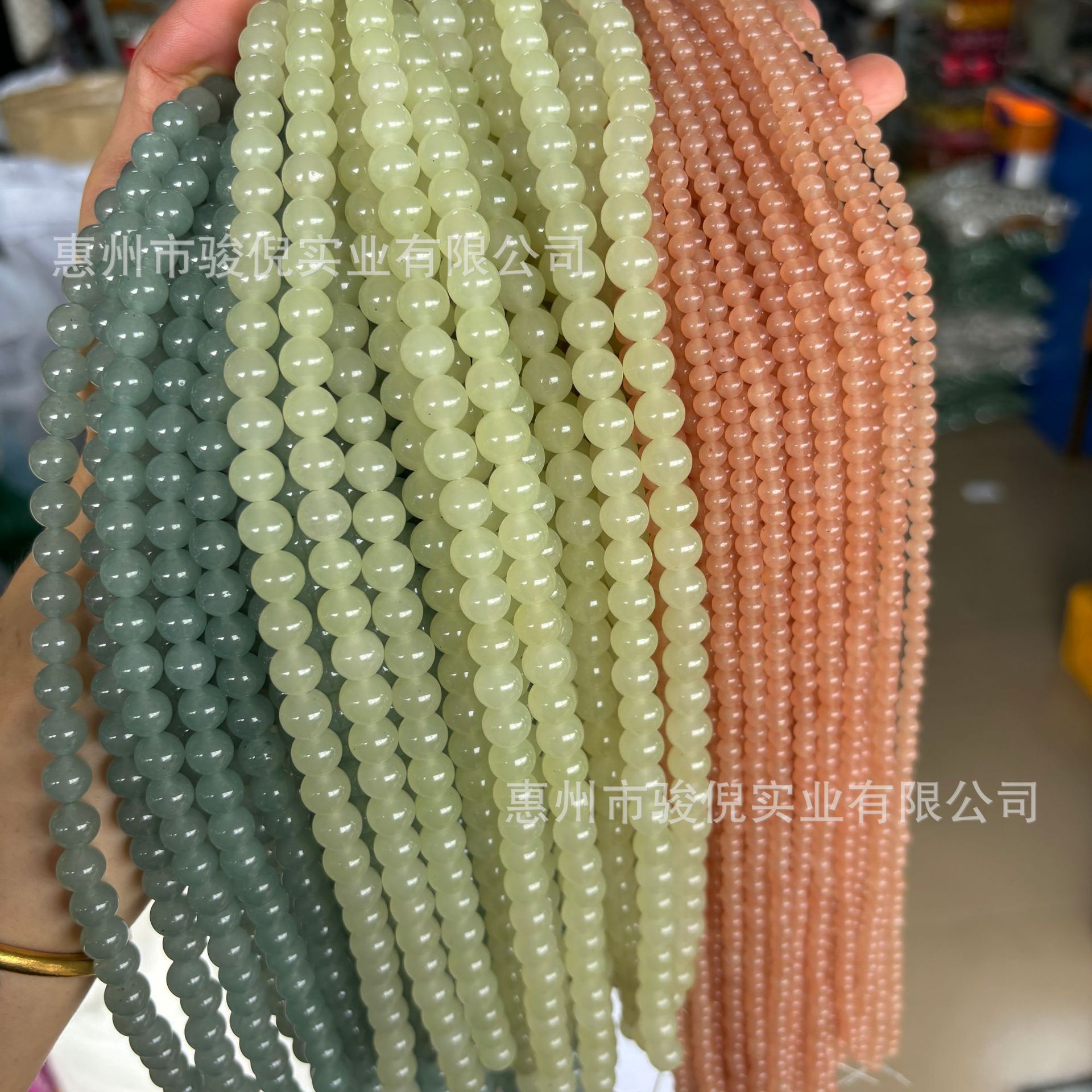 仿和田碧玉散珠批发 青海玉髓珠子 晴水圆珠 藕粉 蓝水饰品配件
