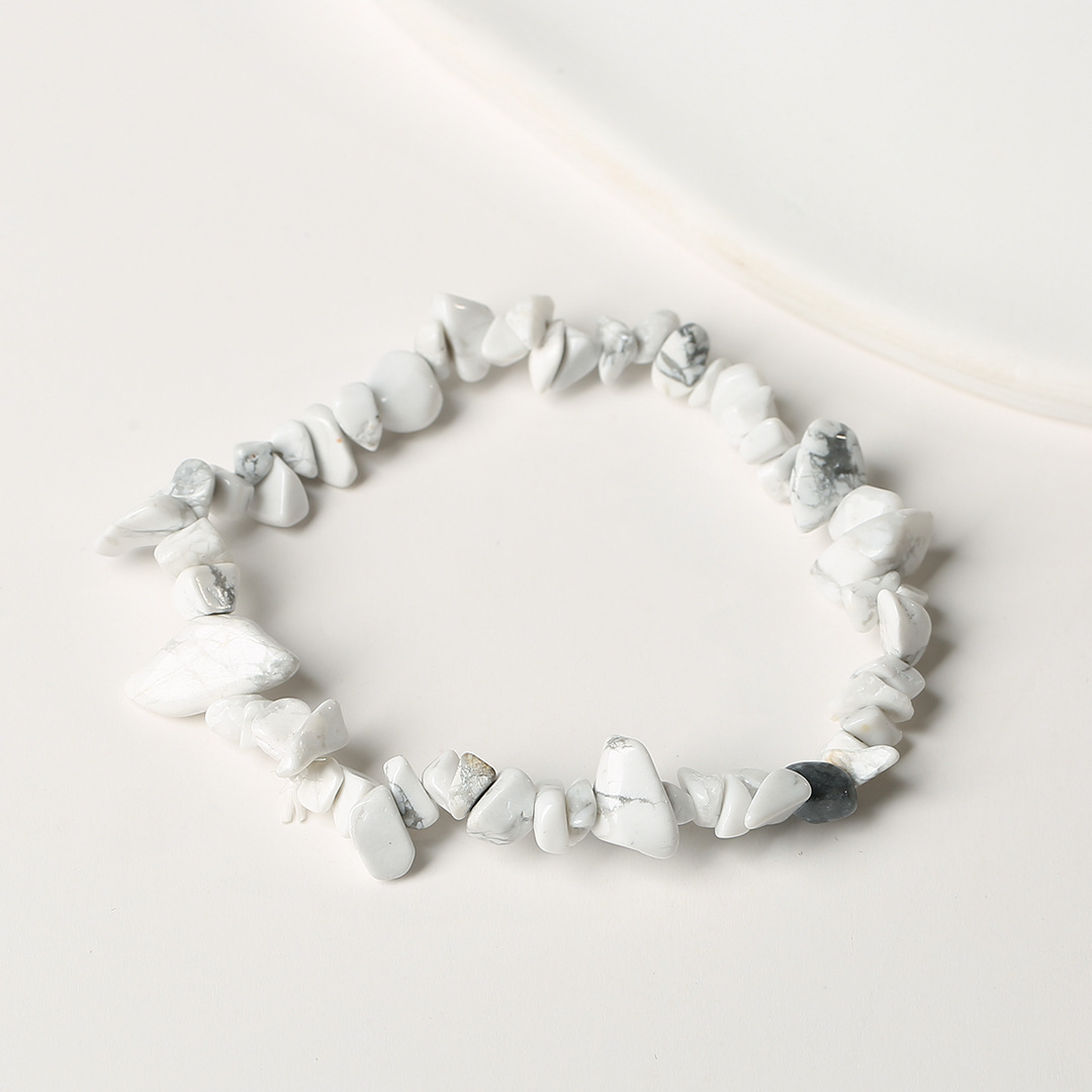 Pulsera de anillo único de piedra de cuartil natural irregular pulsera de cuerda elástica de piedra original estilo fresco simple y versátil