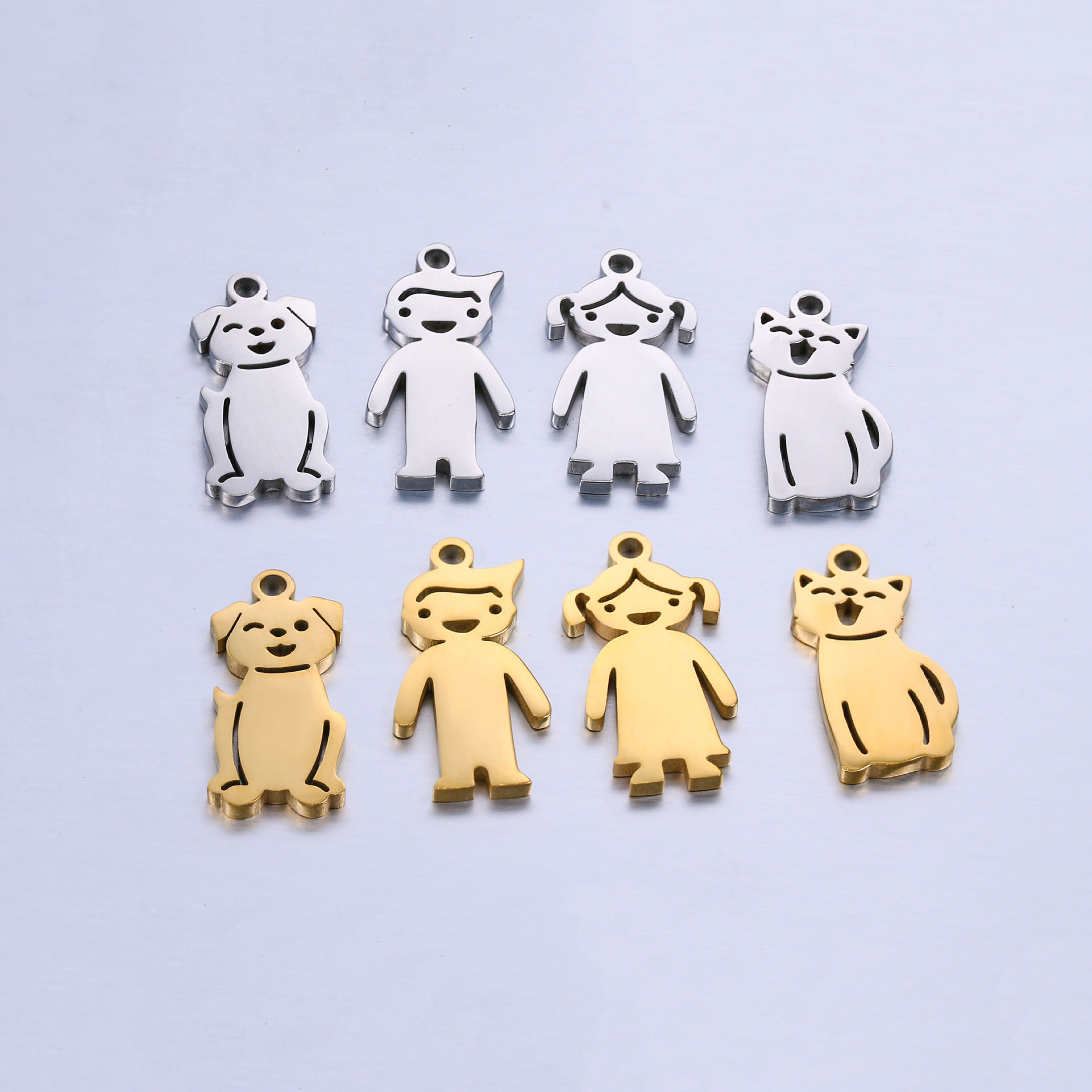 7g Weight Pendant Jewelry Making Type 10 * 20mm Jewelry Making Size DIY Jewelry Accessories Classification 5 PCS/Package Quantity 304 Stainless Steel Material Human, Animal Pattern All Seasons Season Plating Design Basic, Simple Style Style 5 PCS/Package 10 * 20mm 304 Stainless Steel Human Animal Pendant 6