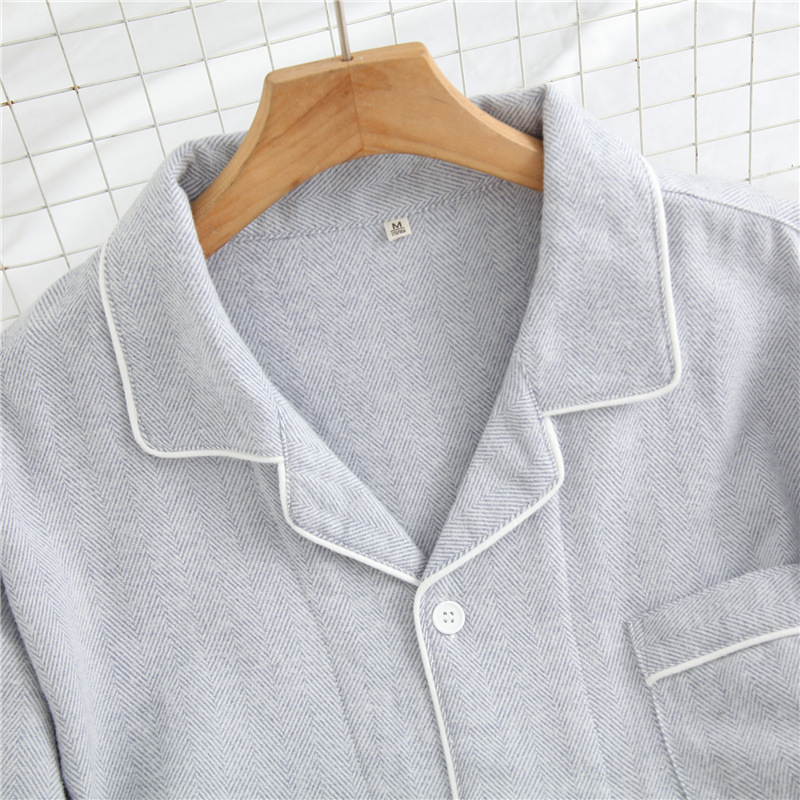 남성용 가을 겨울 잠옷, 청소년을위한 봄, 가을 긴팔 바지 투피스 양복 데님 기모 새 남성용 가정복