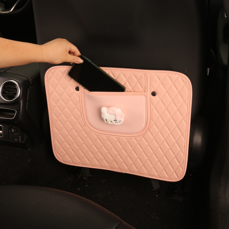 Casual Ladies Cute Cartoon Chair Back Anti-Kick Pad Car Seat Back Anti-Fouling Pad Seat Back Pocket Hanging Type