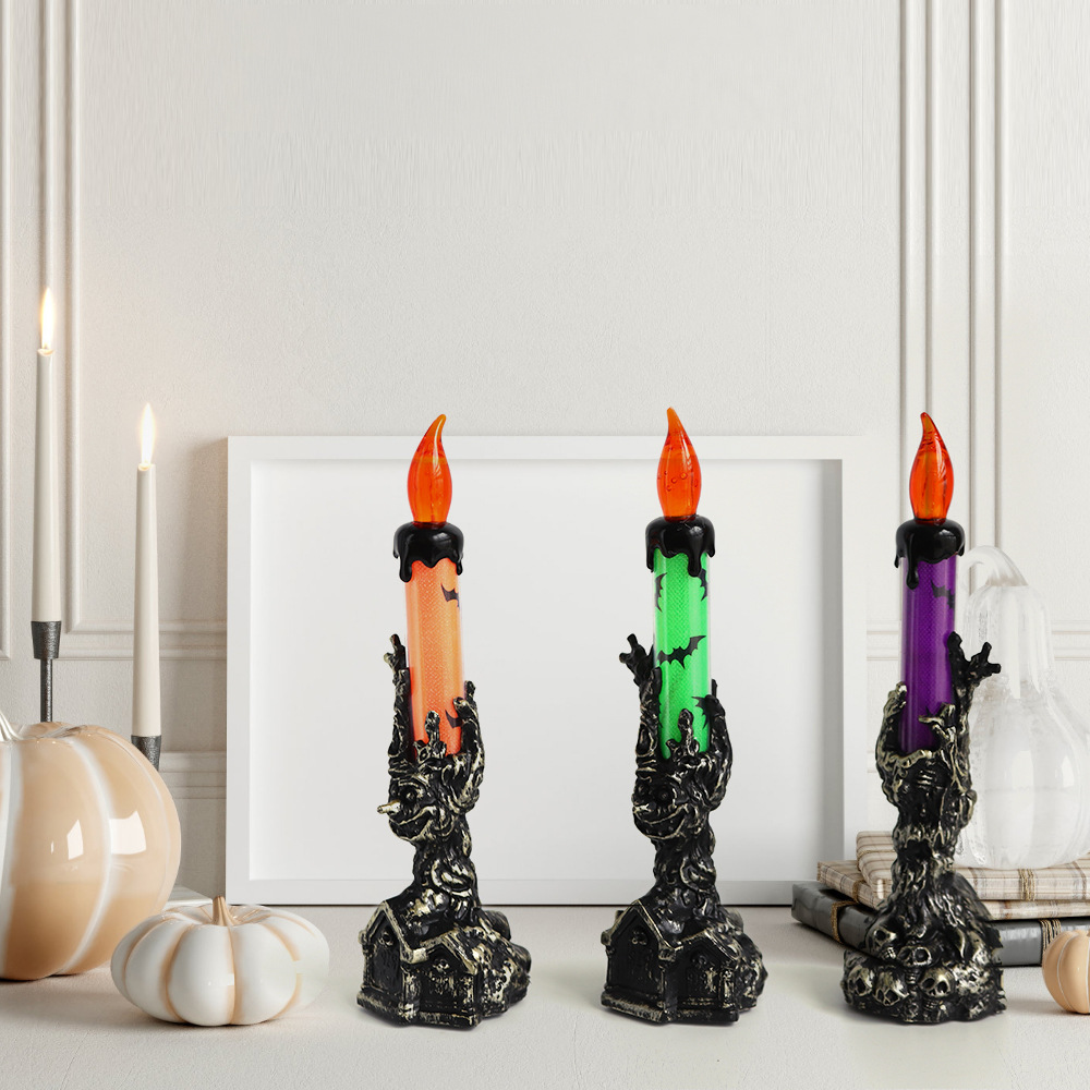 Lámpara de la tumba de Halloween vela de mano baja decoración de la atmósfera props lámpara de noche LED lámpara de calabaza luminosa electrónica