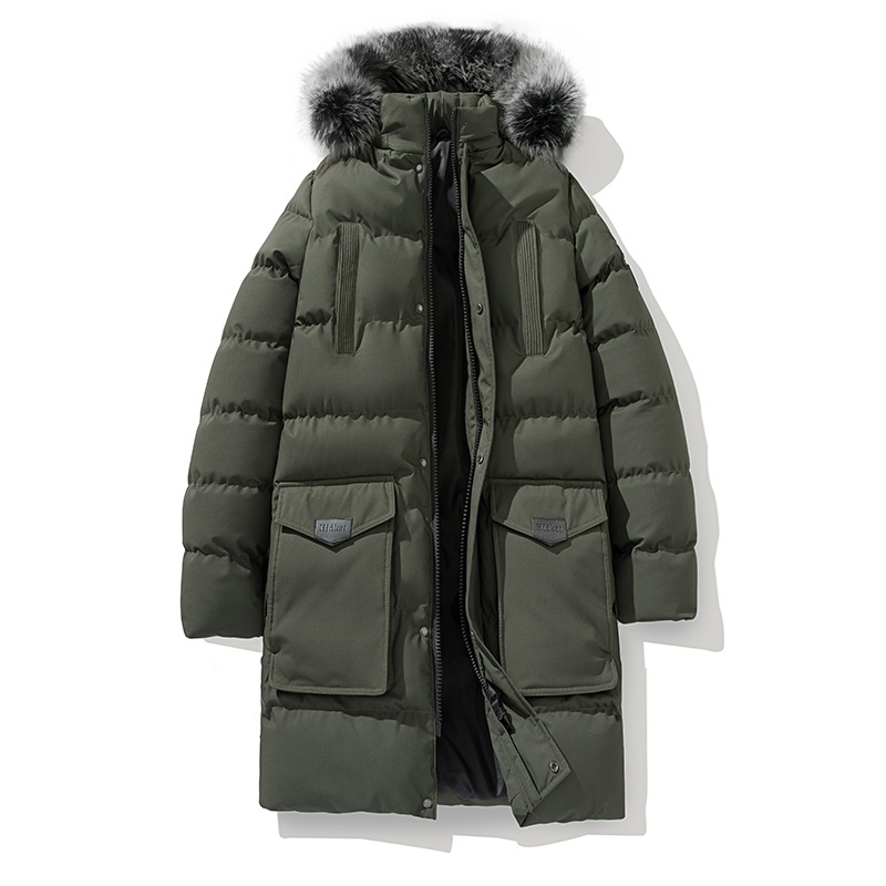 Large Size Men's Jacket Hooded Cotton-padded Jacket Medium And Long Cotton-padded Jacket Thickened And Warm Large Fur Collar Cotton-padded Jacket_viptrois.com