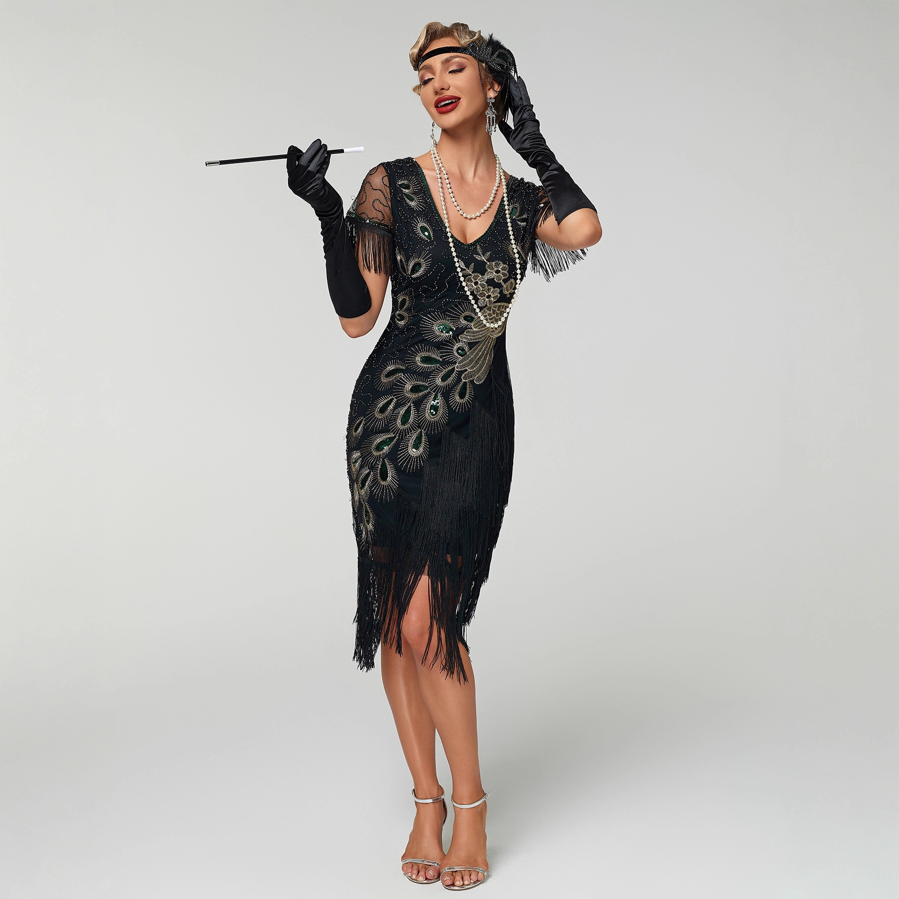 Vintage Sequin Tassel Dress 1920 Gatsby Style Beaded Prom Dance Party Toasting Women's Vintage Dress_ecoleips.com