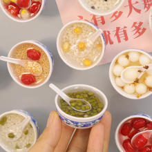 冰箱贴创意仿真糖水diy迷你小碗甜品磁铁个性食玩绿豆汤圆磁力贴