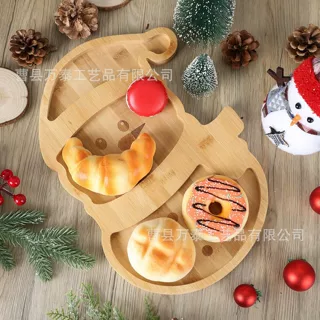 实木雪人托盘奶酪板盘装饰盘适用于圣诞节派对装饰巧克力糖果盘