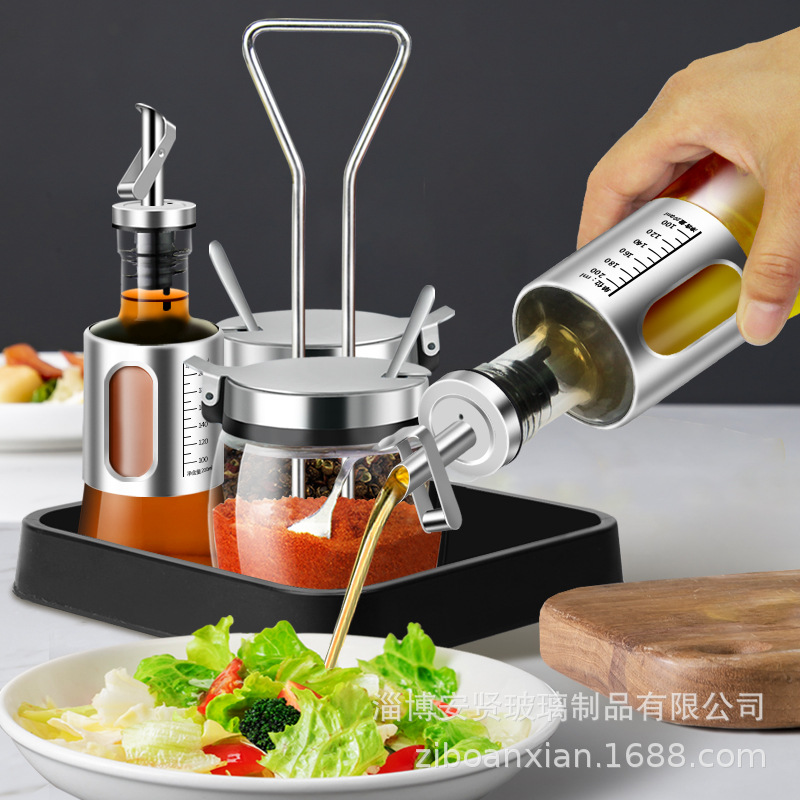 Condimento tarro combinación traje condimento botella aceite olla vidrio aceite botella comercial restaurante Hotel barbacoa cocina con estante