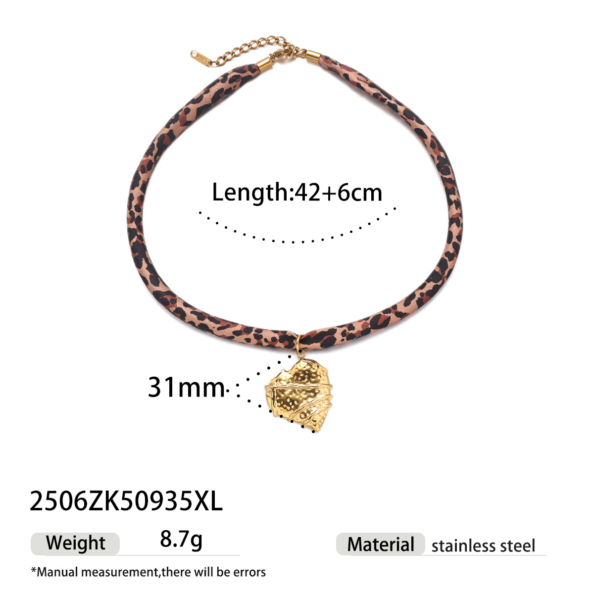 Tiana Europa y América collar de acero inoxidable dulce y fresco estilo de galía de galera variedad bufandas de seda de leopardo collar de acero de titanio joyería de venta caliente transfronteriza image 13