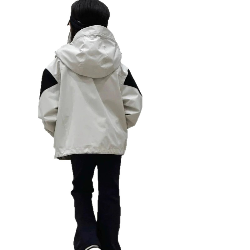 中大童女小众连帽半拉链外套2025新款秋拼色冲锋衣潮|undefined
