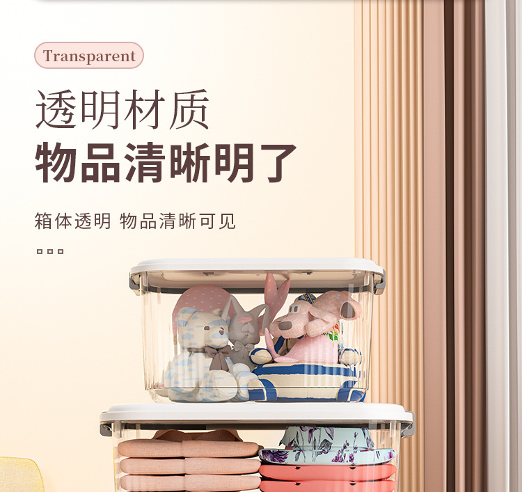 塑料透明收纳箱家用玩具收纳盒手提带盖大小号衣物收纳整理盒箱子详情4