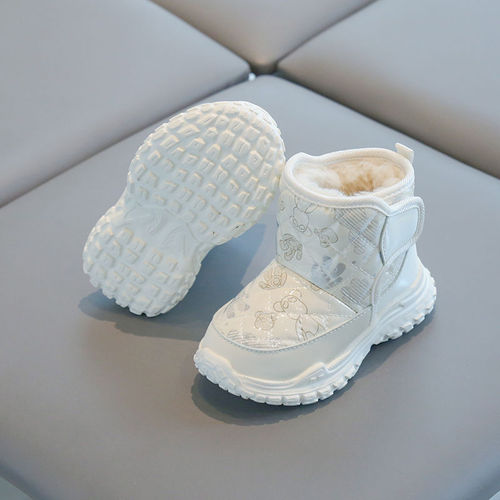 Winter unisex children's warm down-filled cotton shoes, thick waterproof snow boots for girls and boys, suitable for large, medium, and small children