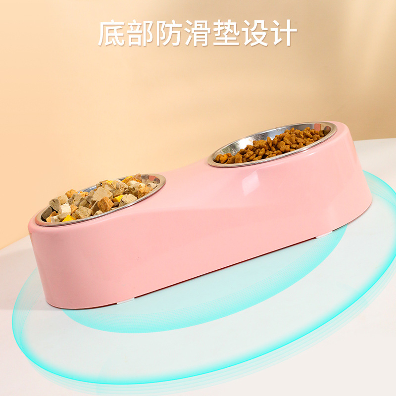 Pipitao original espesado ABS antideslizante perro cuenco desvanecimiento ∞ palabra mascota doble tazón mediano y perro grande perro de acero inoxidable