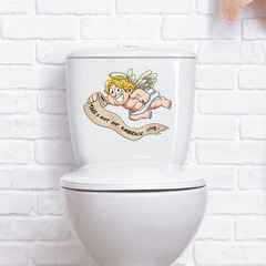 跨境創意丘比特衛生間馬桶貼情人節家居裝飾牆貼自粘貼畫防水防油