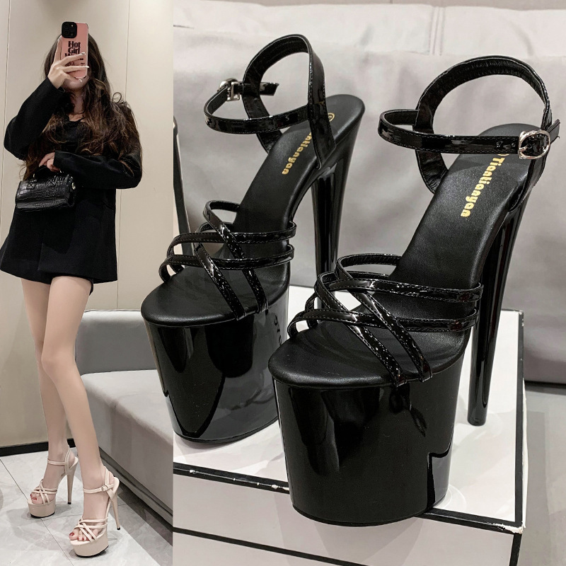 Round Head Waterproof Platform 2023 Spring and Summer Fashion New Style Thin Heeled Super High Heeled Casual Wedding Fashion Sandals Women's Single-layer Shoes