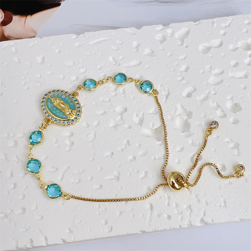 11g Weight Wholesale Jewelry Elegant Vintage Style Virgin Mary Copper Plating Slider Chain Bracelets