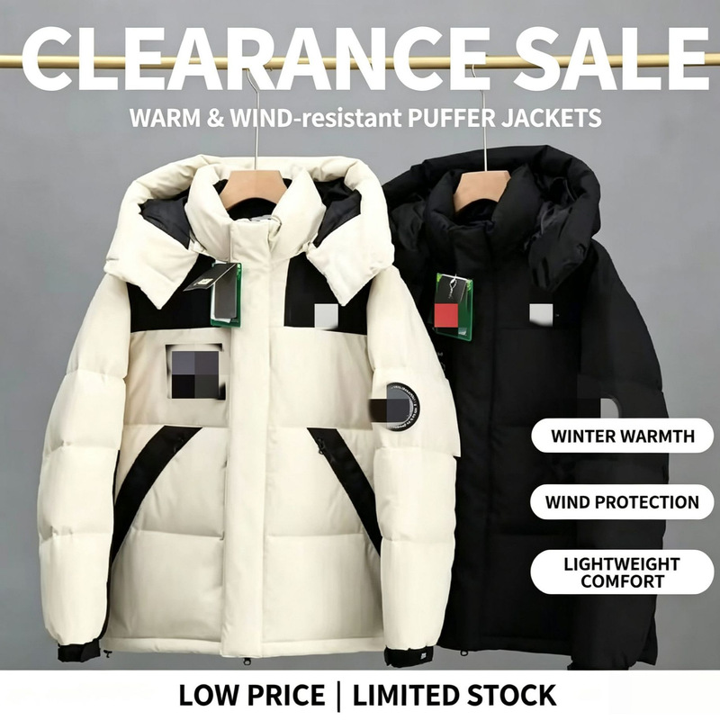 Clearance sale: NB women’s white duck down jacket, winter windproof hooded mid-length oversized parka
