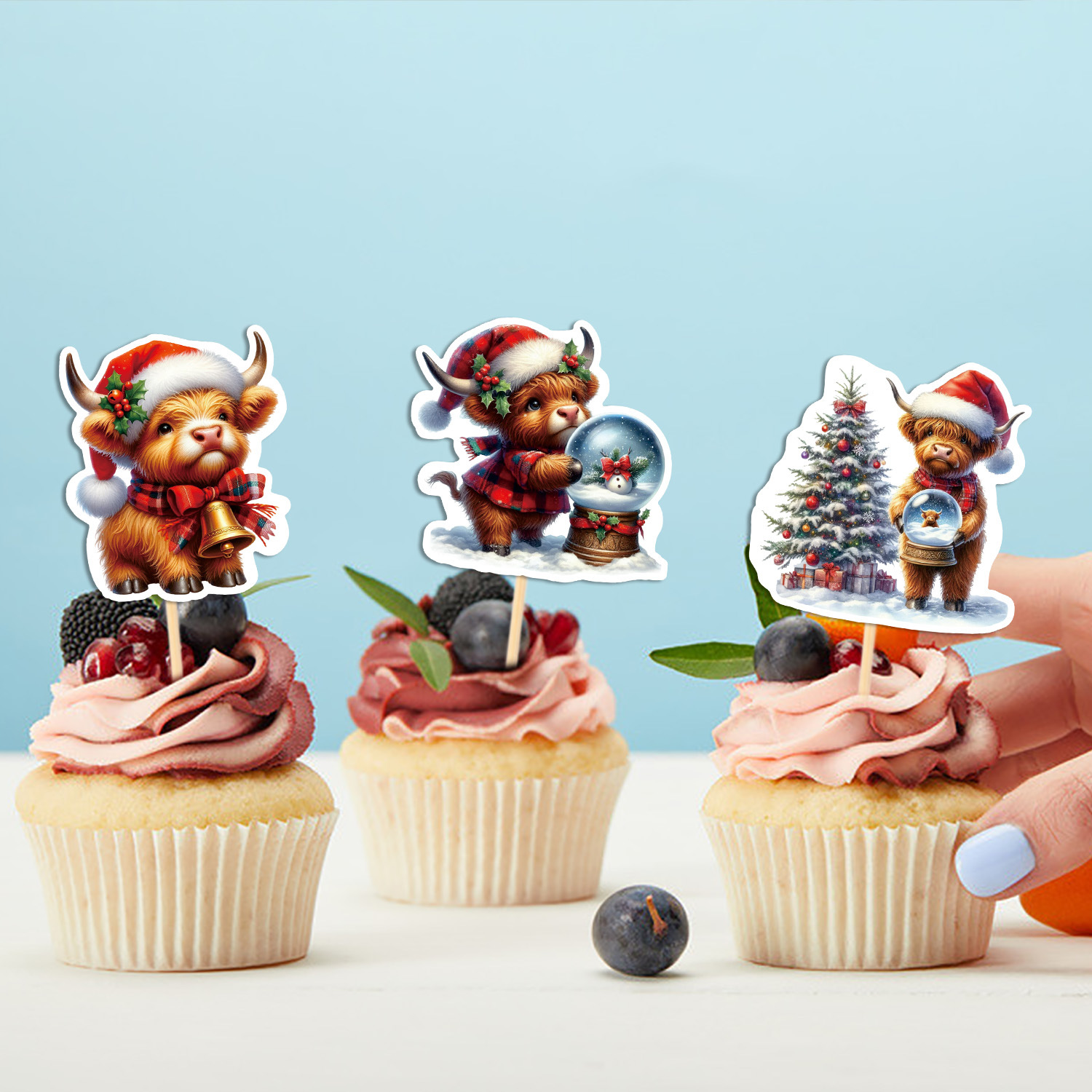 Nuevos productos transfronterizos de decoración de pastel de Navidad Plug-in Fiesta de Navidad Alpine Bull Plug-in Cupcake Plug-in