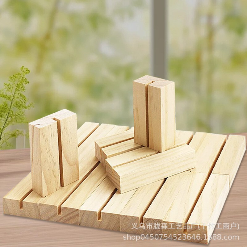 Wooden Postcard Holder Base Pine Calendar Ornament Creative Calendar Wooden Message Photo Note Stand Wood Craft