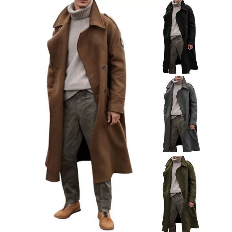 Длинное trench-пальто мужское, классическое однобортное, многокрасочное S–XXL
