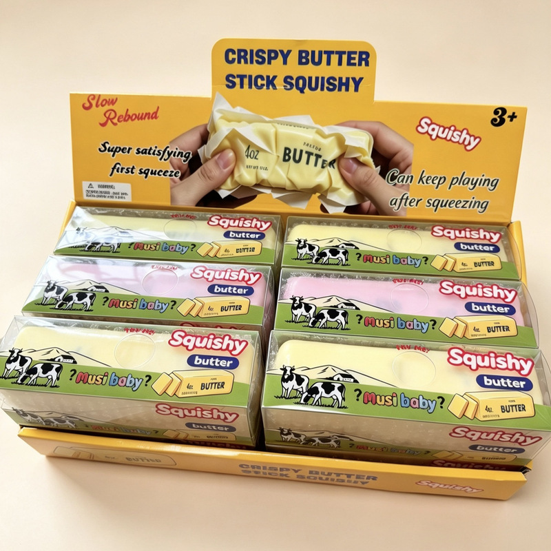 Trendy viral crispy soft butter stick, cute stress-relief toy with the same bouncy cartoon crispy texture