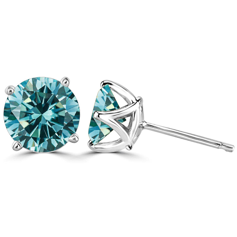 Europa y América populares orejetas de piedra de moissan de oro negro Hip Hop retro 1 quilate S925 joyas de plata de moissan