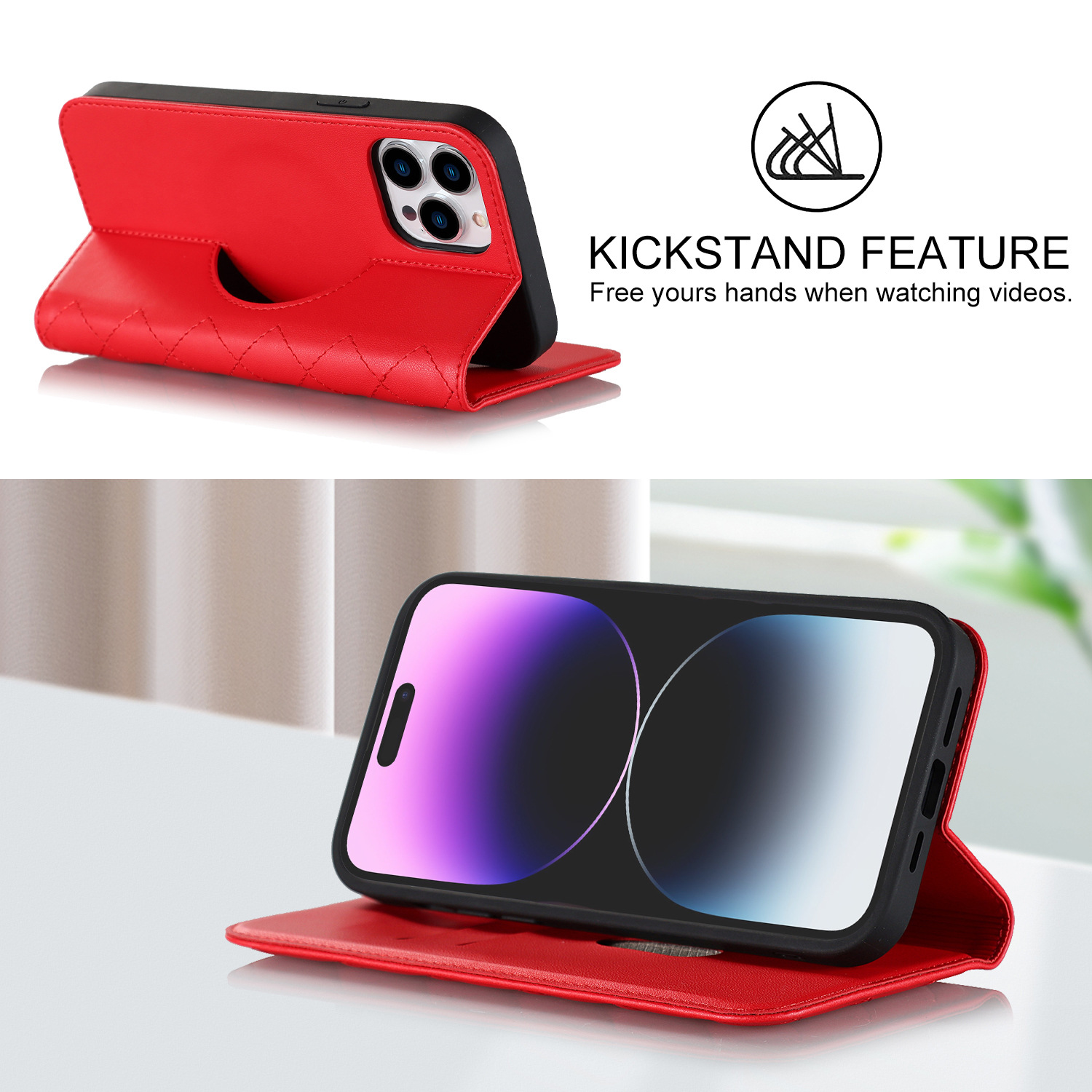 Anwendbar zu iPhone14 handy leder fall drahtlose lade 13/12 stil magnetische flip schutzhülle Großhandel_voghion.com