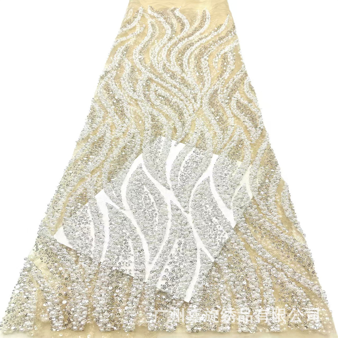 Moda streamlined cuentas de burbuja sequilla tela de malla vestido vestido vestido de boda vestido de rendimiento encaje cuentas de encaje