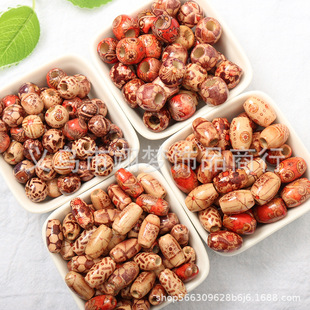 National Style Retro Printed Wooden Beads Series Mixed Loose Beads DIY Production Necklace Bracelet Antique with Bead Braided Lanyard