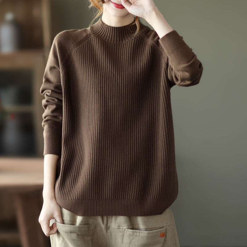 Autumn and winter New plus size cotton sweater half turtleneck long sleeve outer wear undershirt top women's pullover sweater Autumn and winter New plus size cotton sweater half turtleneck long sleeve outer wear undershirt top women's pullover sweater