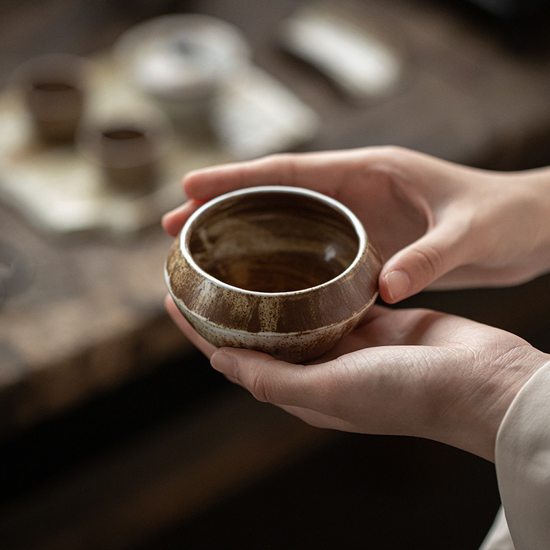 粉引茶洗 陶瓷手工建水杯洗笔洗 桌面茶渣缸废茶水桶茶具