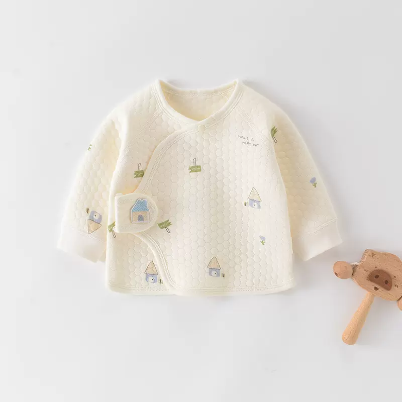 初生婴儿半背衣保暖上衣新生儿秋冬宝宝衣服打底0-3-6个月和尚服