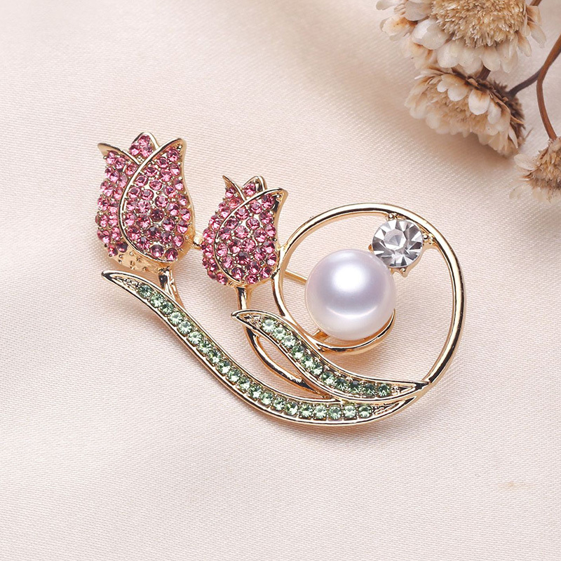 Exquisite Tulpenbrosche Für Damen Mit Perle Und Design Anstecknadel_voghion.com