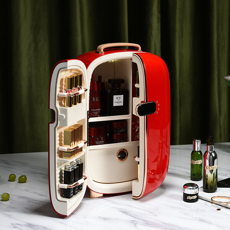 Refrigerador de maquillaje personalizado 12L Retro Refrigerador portátil de doble puerta Mini Refrigerador de maquillaje personalizado