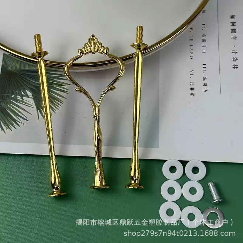 跨境锌合金圆环欧式三层点心盘支架下午茶甜品摆件多层蛋糕架装饰