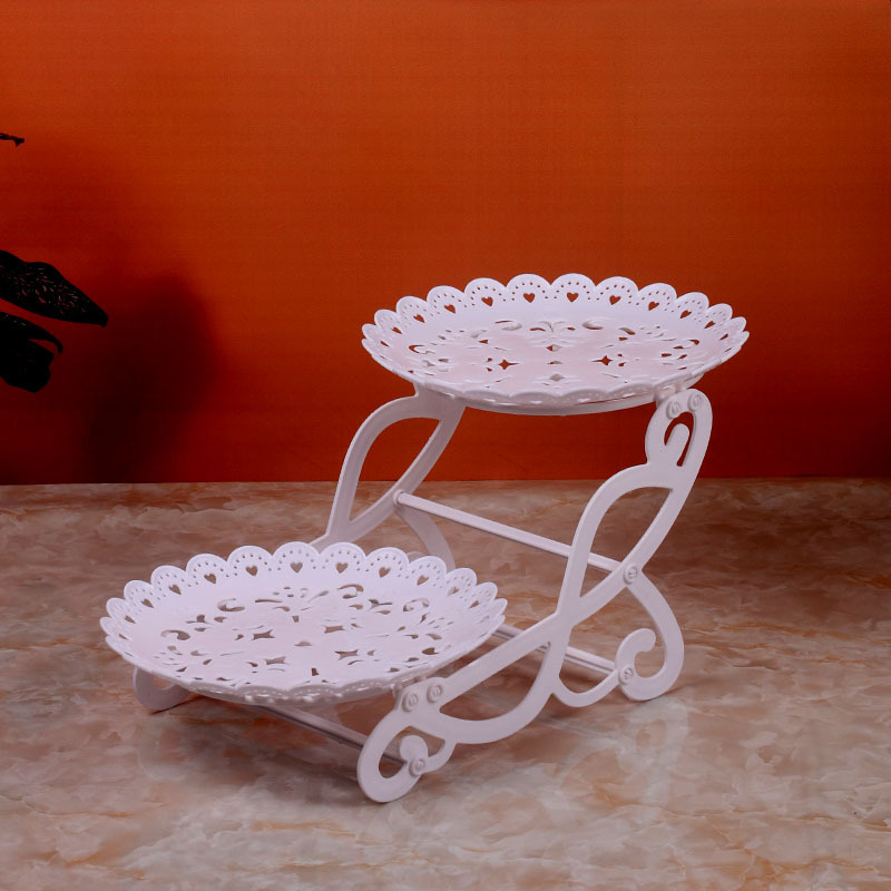 Decoración de cumpleaños soporte de postre estante de exhibición de estilo europeo comida fría mesa de descanso de té de plástico pastel bandeja de postre estante